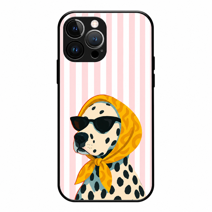 Dalmatian in a Headscarf Pink Stripe Phone Case