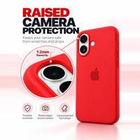 Deep Red silicone iPhone case raised camera protection