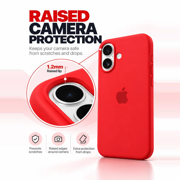 Premium Solid Silicone MagSafe Compatible Case for iPhone – Deep Red
