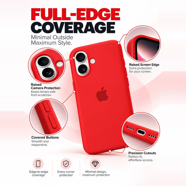 Premium Solid Silicone MagSafe Compatible Case for iPhone – Deep Red