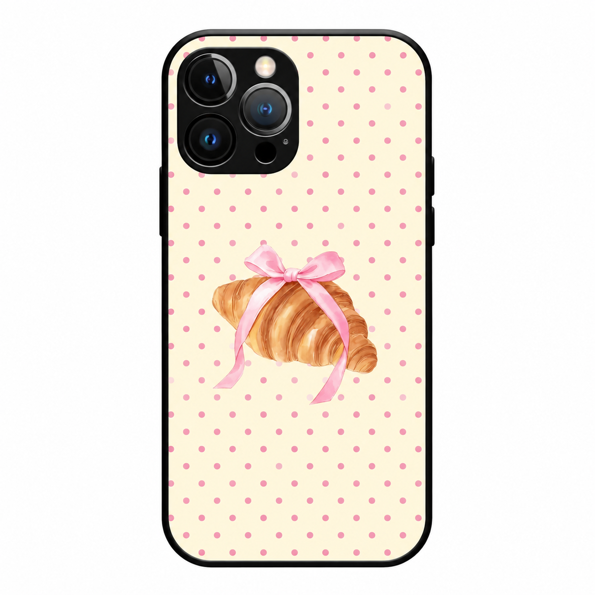 Croissant with Pink Bow Polka Dot Phone Case