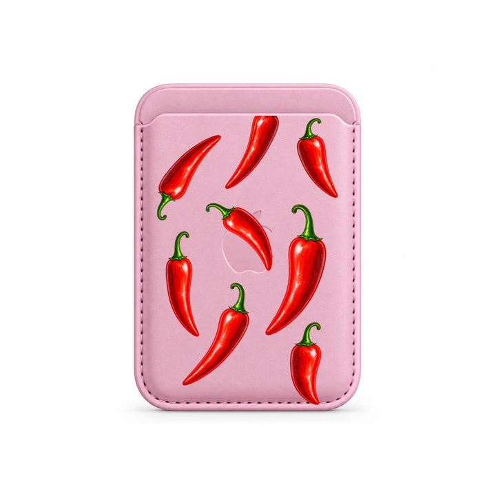 Red Chilli Pattern MagSafe Card Wallet