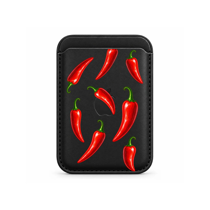 Red Chilli Pattern MagSafe Card Wallet