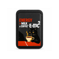 Coffee Cat E=mc2 MagSafe Wallet Black