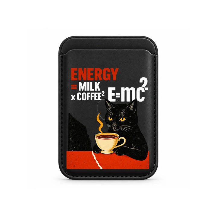 Coffee Cat E=mc² MagSafe Card Wallet