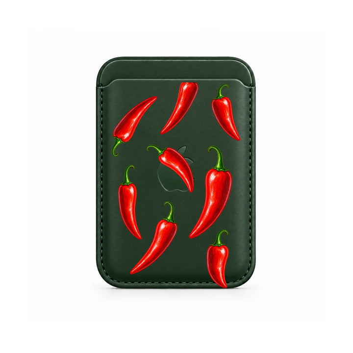 Red Chilli Pattern MagSafe Card Wallet