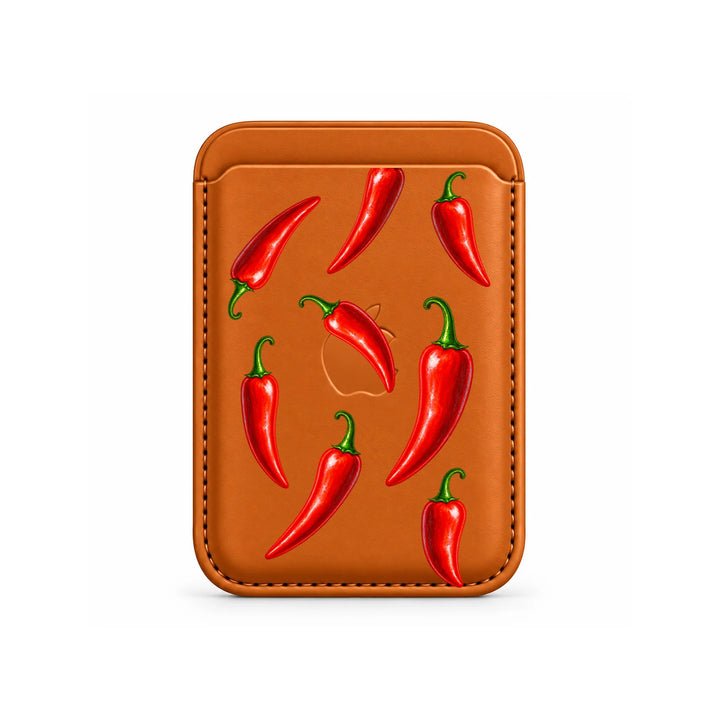 Red Chilli Pattern MagSafe Card Wallet