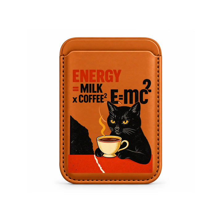 Coffee Cat E=mc² MagSafe Card Wallet