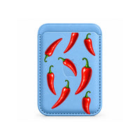 Red Chilli Pattern MagSafe Wallet Sky Blue