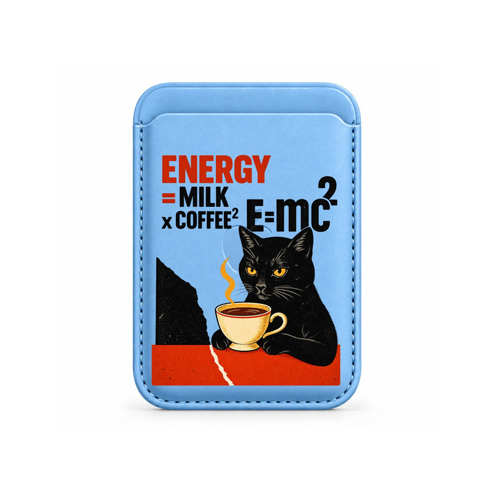 Coffee Cat E=mc² MagSafe Card Wallet