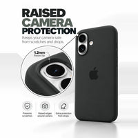 Midnight Black silicone iPhone case raised camera protection