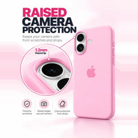 Pastel Pink silicone iPhone case raised camera protection