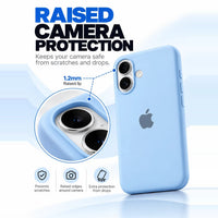Sky Blue silicone iPhone case features