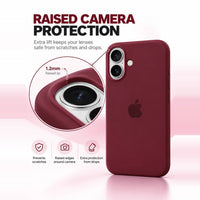 Wine Red silicone iPhone case raised camera protection