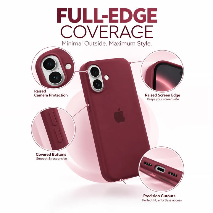 Premium Solid Silicone MagSafe Compatible Case for iPhone – Wine Red